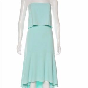 H Halston mint green strapless cocktail dress 4